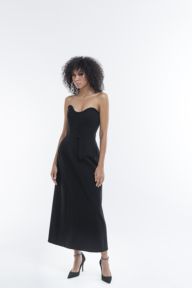 Midi bustier dress made of knitted jersey